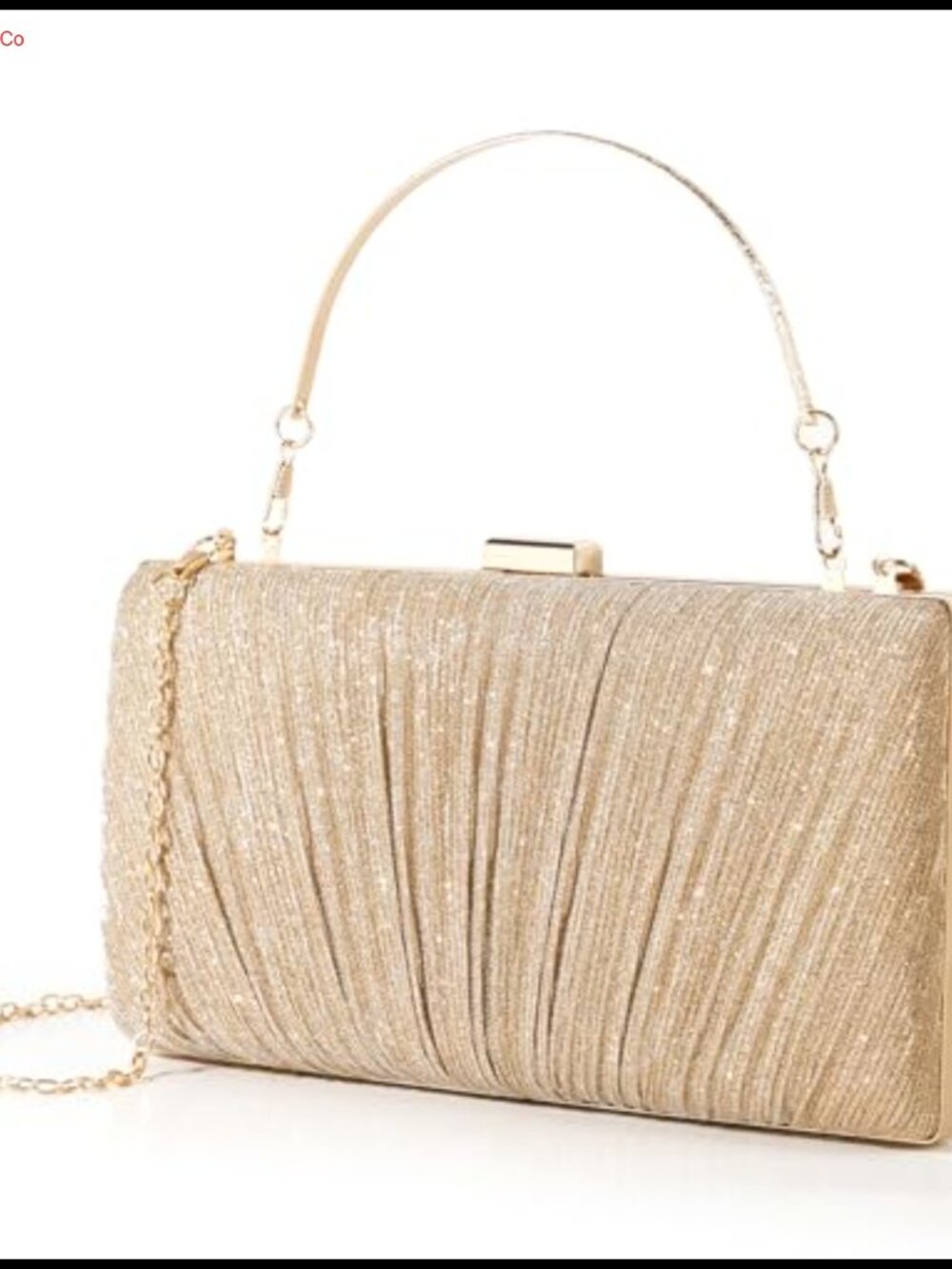 Pleated Clutch Evening Handbag with Chain Strap for Prom Cocktail Wedding